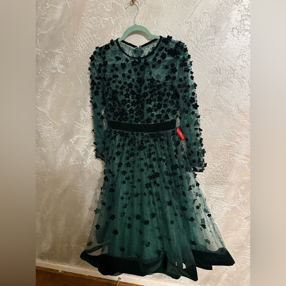 Mac Duggal Floral Appliqué Tea Dress - Picture 3 of 11